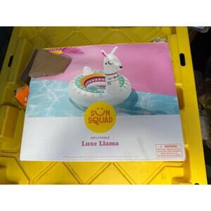 NEW Sun Squad Inflatable Pool Round Tube Float LUXE LLAMA 3ft 9 1/4 Inches Long